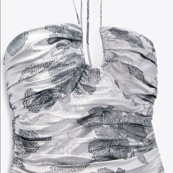 ZARA DRAPED DRESS WITH METALLIC THREAD - Picture 11 of 11